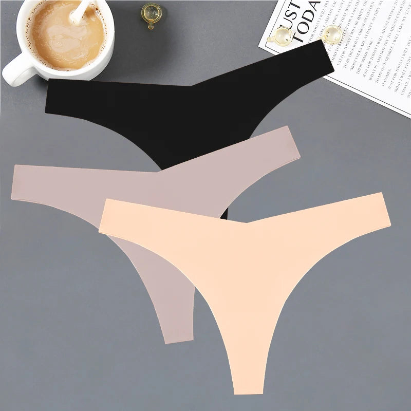 Women's Seamless V-Shaped Thong - Low Waist Soft Underwear