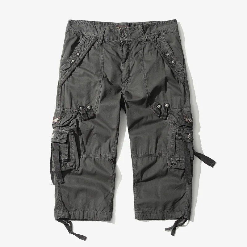 Men's Casual Summer Camouflage Cotton Cargo Shorts Without Belt