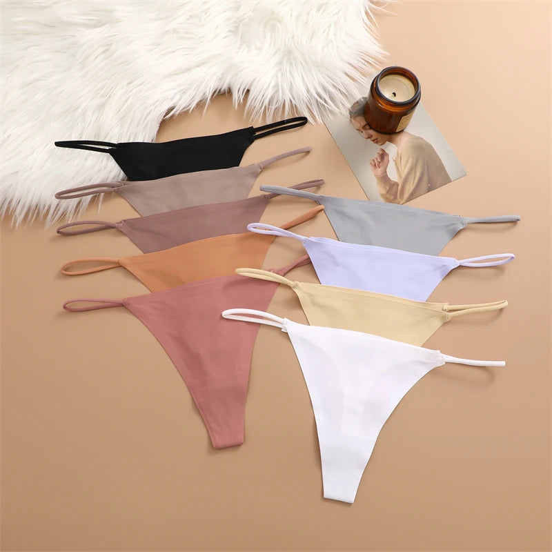 5-Pack Ice Silk Seamless Thongs - Low Waist G-String Underwear
