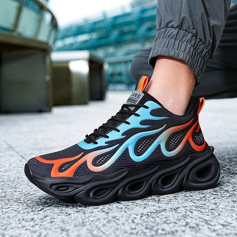 Men's Casual Sneakers Breathable Sports Light Running Tennis Sneaker Lace Up Platform Trainers Shoes