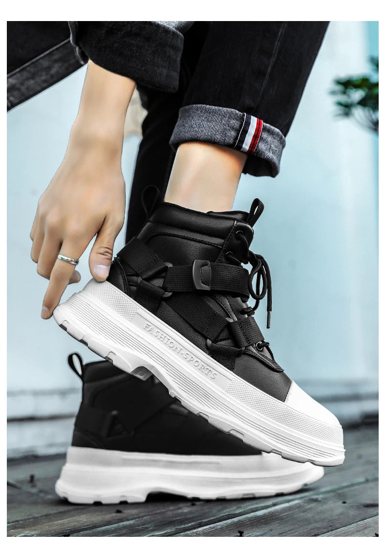 Men's High-Top Platform Sneakers - Casual Ankle Boots