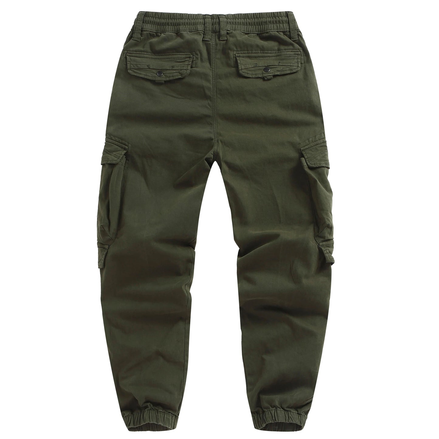 Men's Cotton Cargo Pants - Multi-Pocket Drawstring Joggers