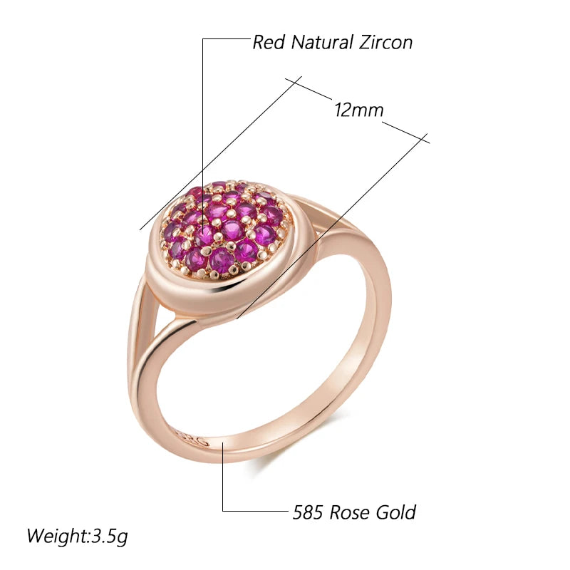 Stunning Red Zircon Wedding Ring - Rose Gold