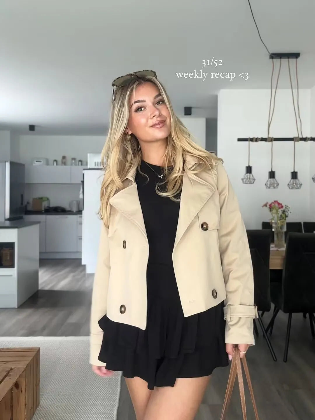 Cropped Trench Coat - Double Breasted Vintage Short Jacket