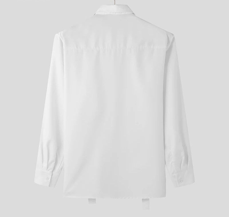 Men's Summer Spring Lace-Up Long Sleeve Oversized Casual Shirt