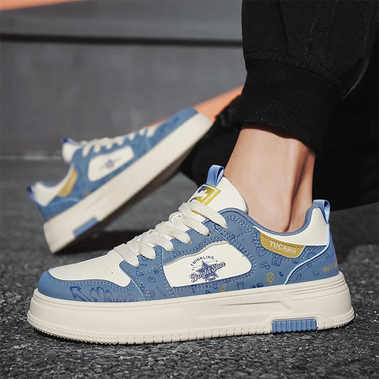 Men's Casual Versatile Platform Skateboard Lace Up Sneakers