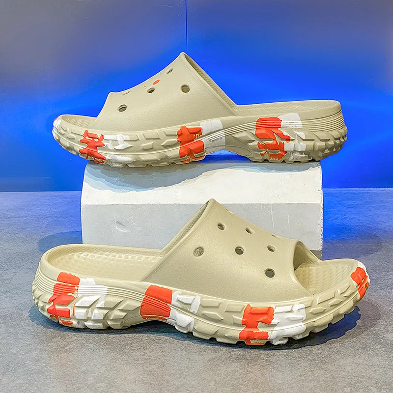 Men's Summer Slippers Slides Non-slip Casual Beach Sandals Platform Comfortable Clogs