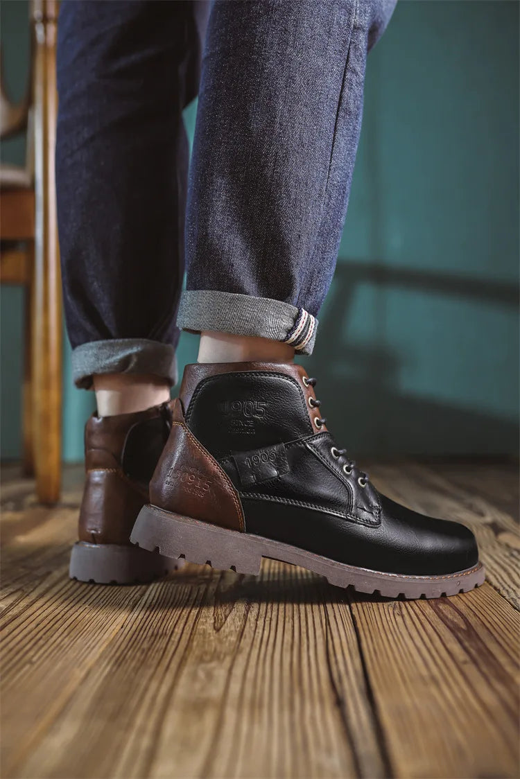 Men's Autumn Platform Boots - High-Top Lace-Up Ankle Sneakers