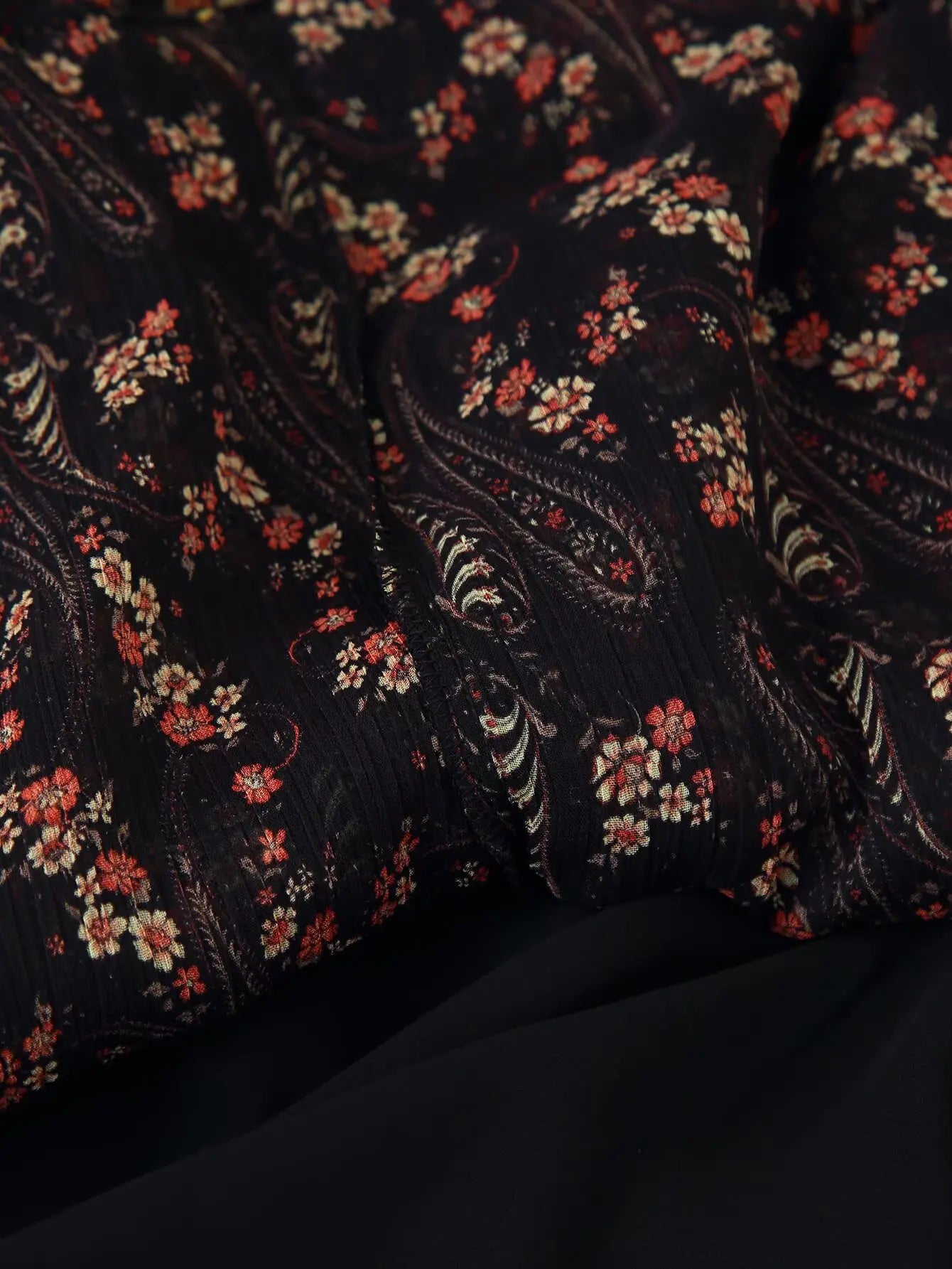 Floral Print High Neck Mini Dress - Long Sleeve Spring Autumn Dress