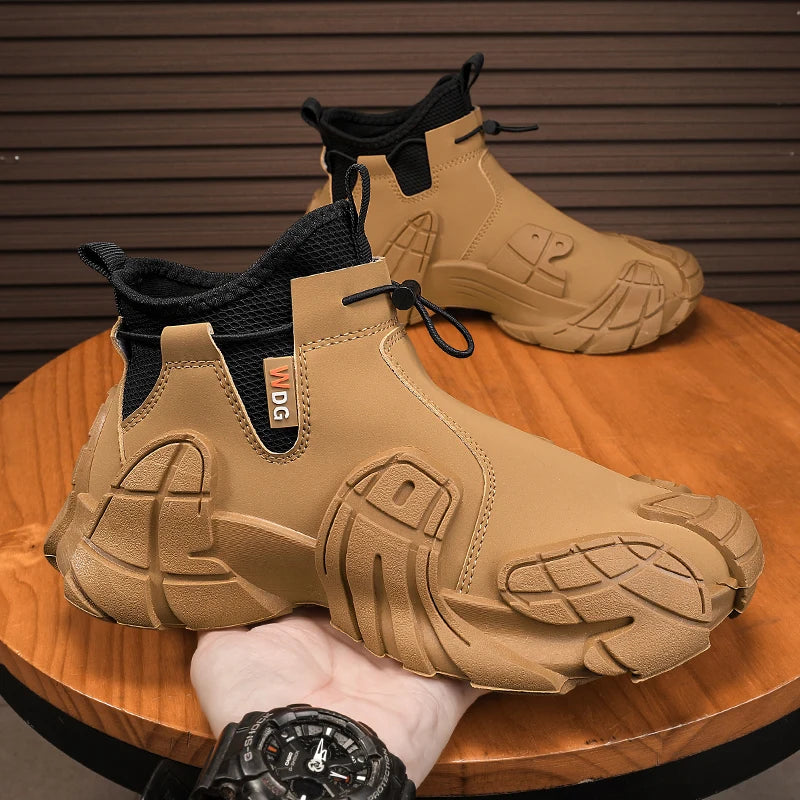 High-Top Platform Sneakers - Men's Slip-On Ankle Boots