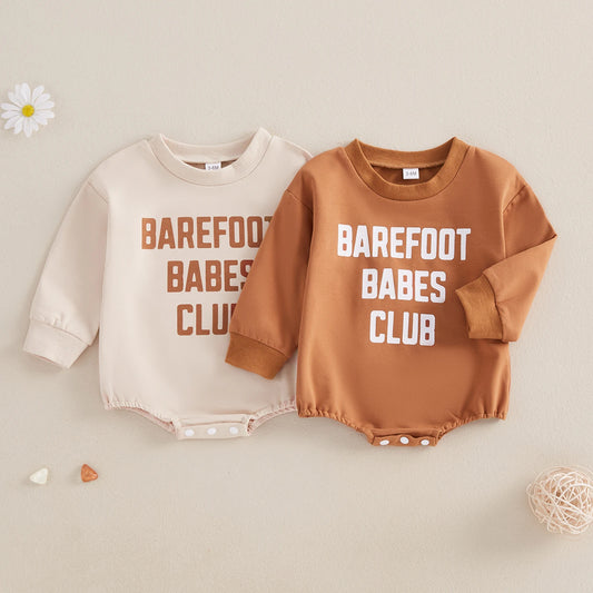 0-18M Baby Boys Girls Sweatshirt Romper Letter Print Long Sleeve Jumpsuit Babygrow