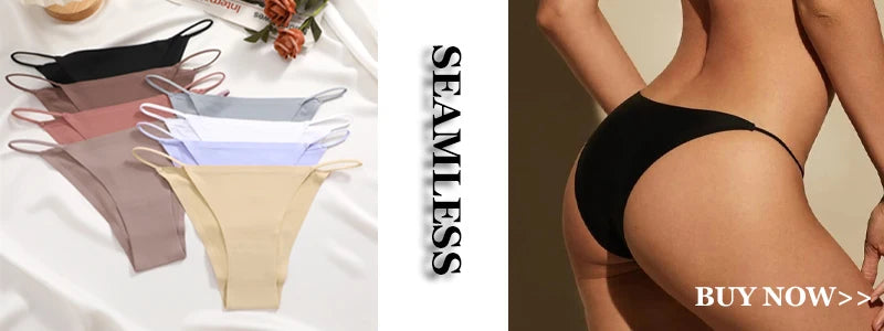 Women's 4Pcs/set Seamless Underwear Ice Silk Briefs Panties Thin Strap Lingerie