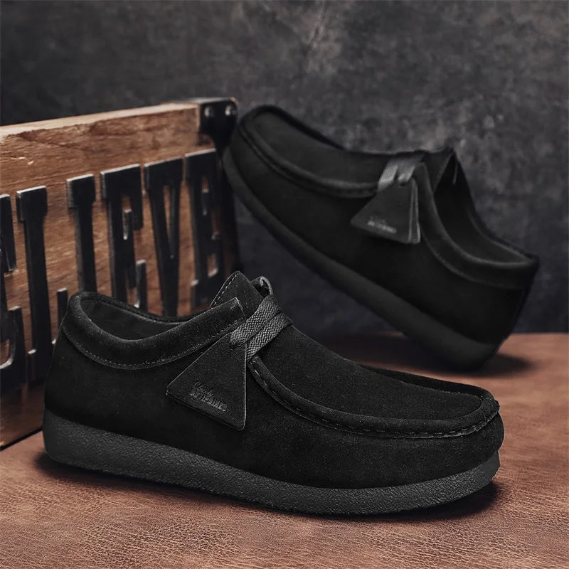 Men's Casual Suede Slip On Comfortable  Platform British Shoes