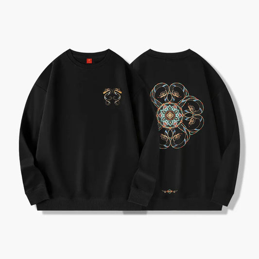 Snake Embroidery Crew Neck Sweater