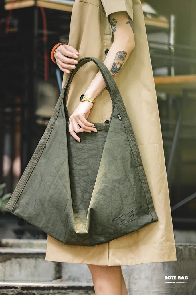 Women's Vintage Nylon Handbags Large Capacity Waterproof Shoulder Bag Retro Tote Bag
