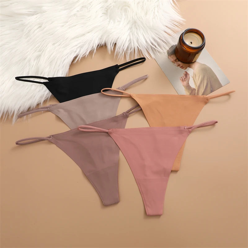 5-Pack Ice Silk Seamless Thongs - Low Waist G-String Underwear