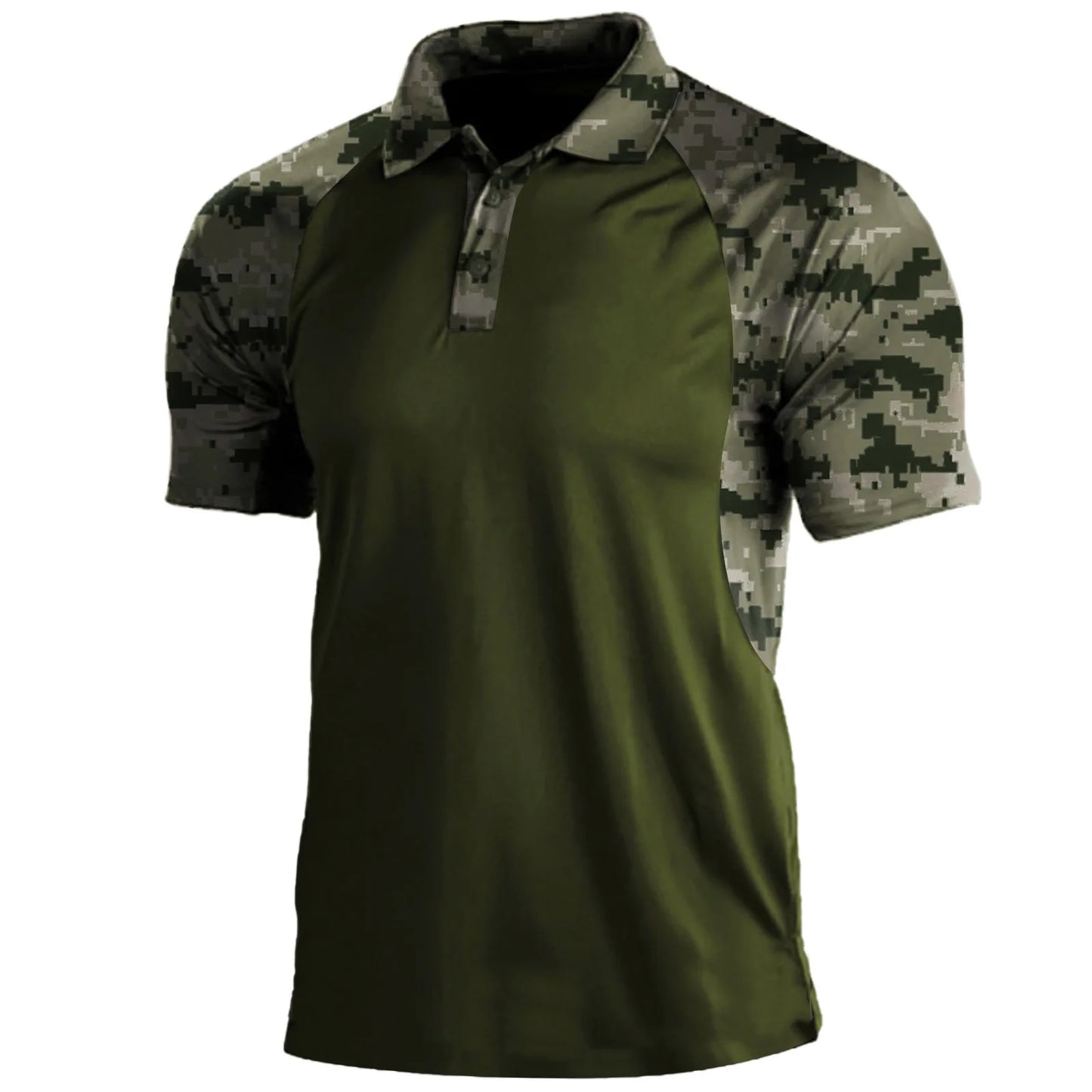 Men's Camouflage Patchwork Polo Shirt - Breathable Sports Top