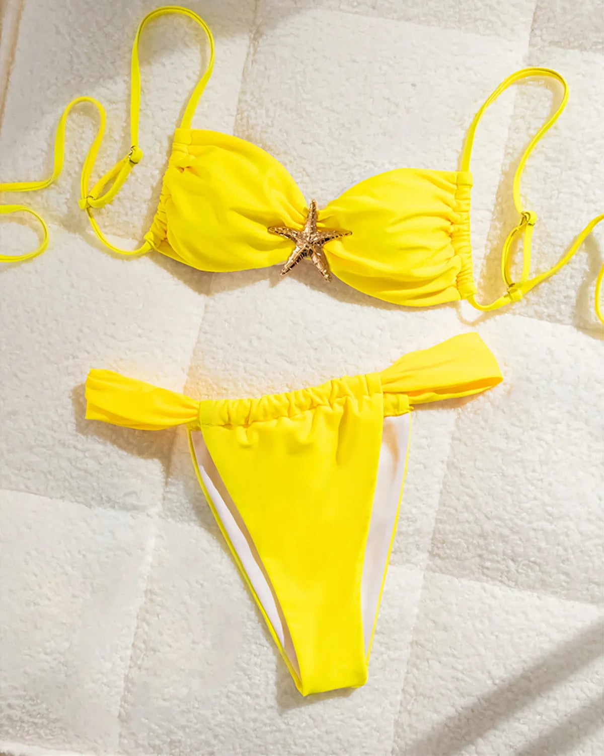 Women's Metal Star High Cut Leg Bikini  Swimsuit Swimwear Two-pieces Bikini Set