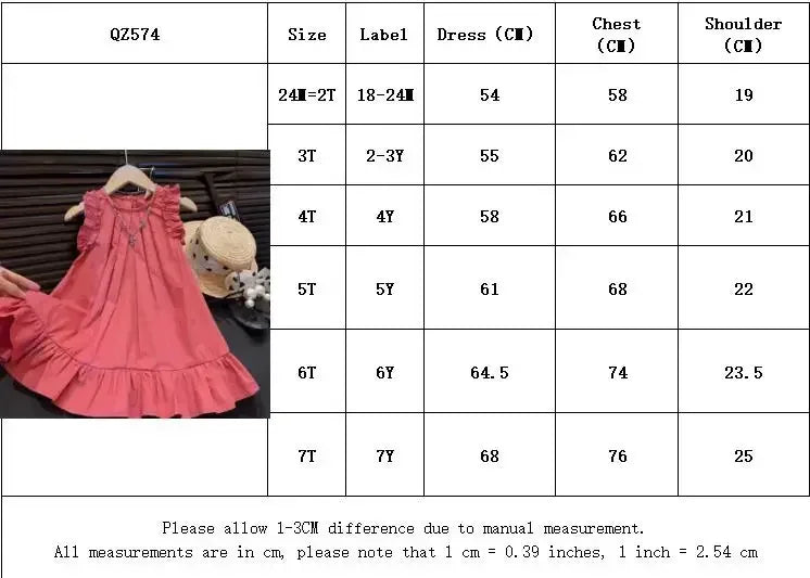 Girl's Clothes Summer Red Sleeveless Casual Dress