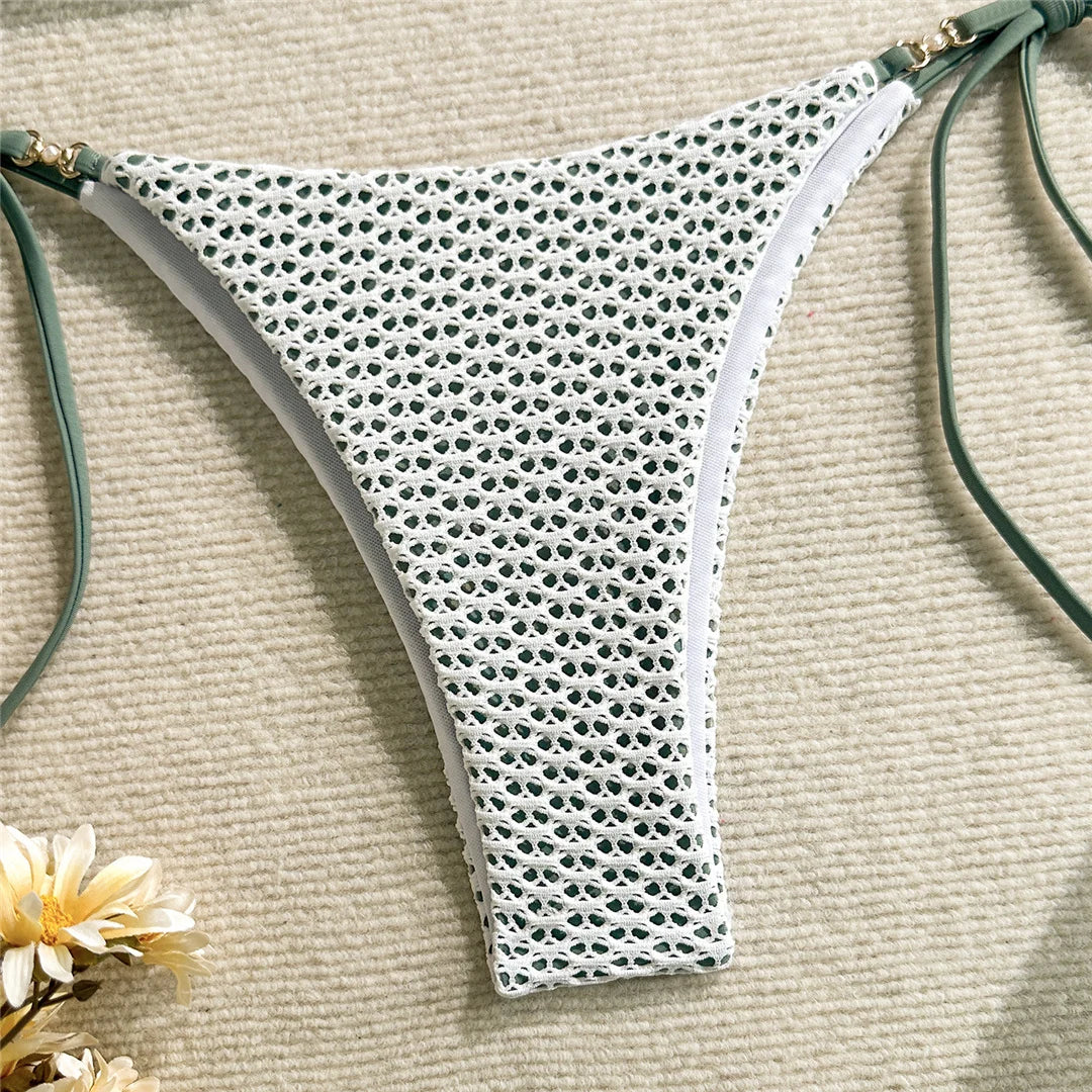 Women's Halter Hollow Out Bikini Swimsuit Two-pieces Bikini Set