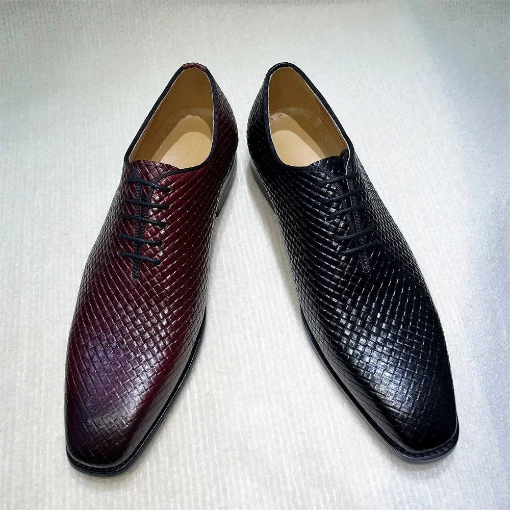 Handmade Pointed Toe Lace-Up Leather Oxford Dress Shoes