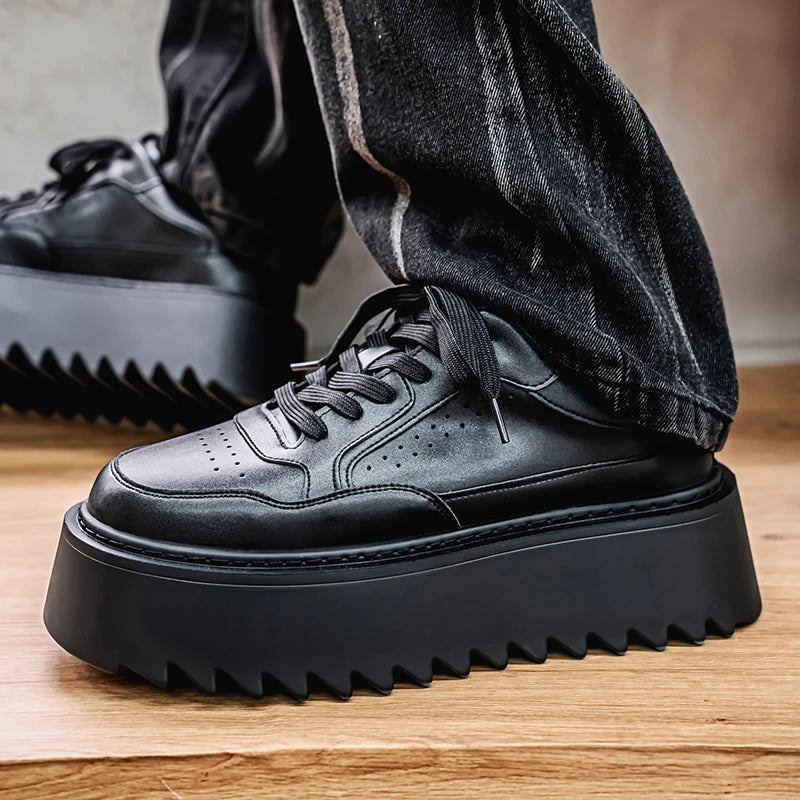 Men's Platform Skateboard Vulcanized Lace Up Sneakers
