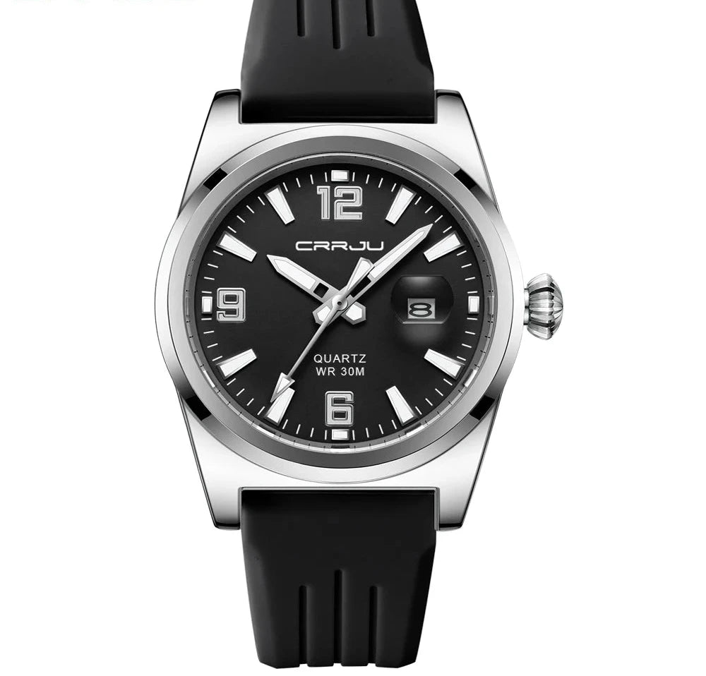 Casual Quartz Wristwatch - Waterproof Sport Watch with Silicone Strap & Luminous Display