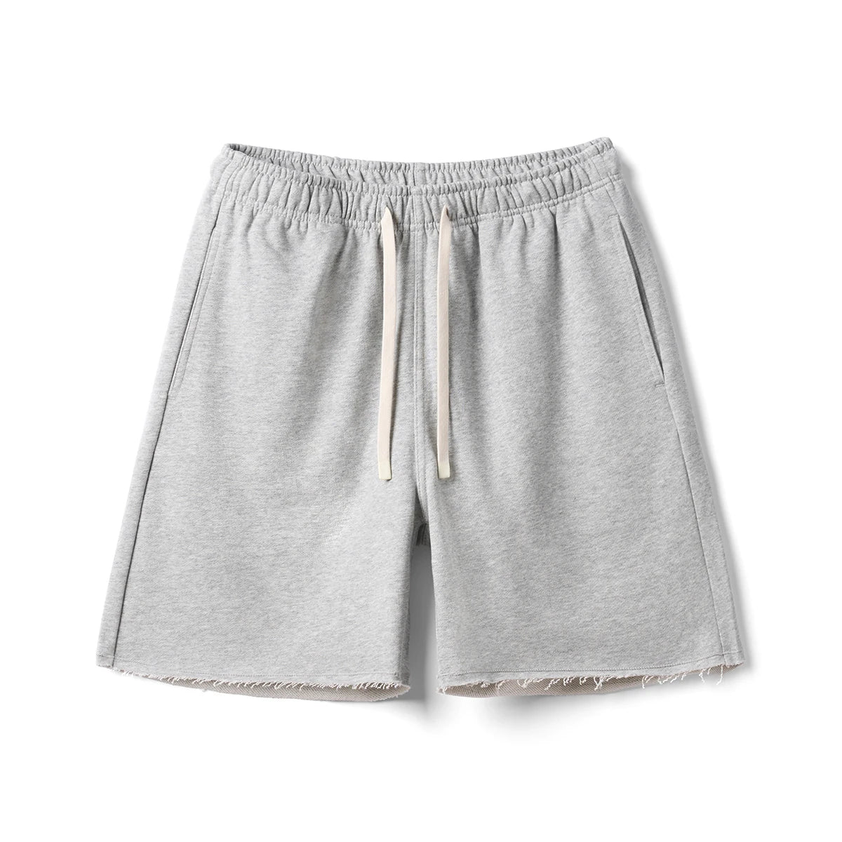 Men's Oversize Athletic Shorts - 390gsm Drawstring Raw Hem Running Shorts