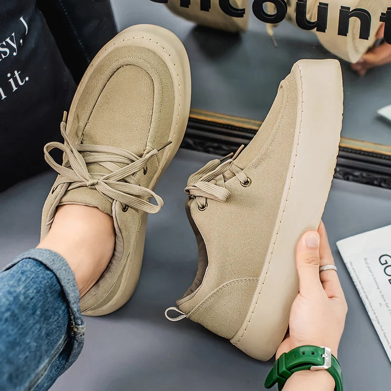 Men's Platform Suede Shoes Lace Up Shoes