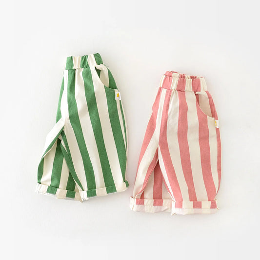 Children's Boys Girls High Waist Stripe Trousers