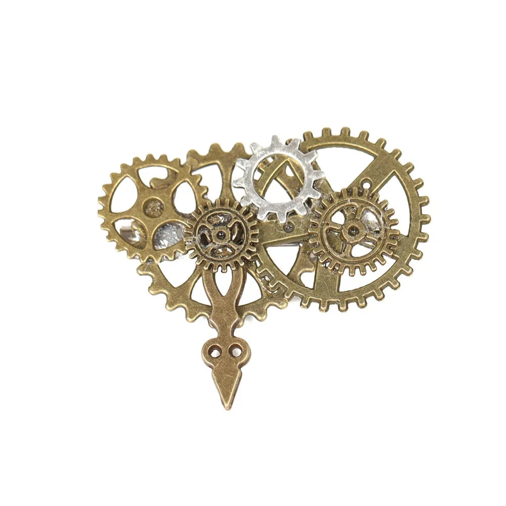 Vintage Steampunk Wings Brooch with Tassel Chain - Lapel Pin Badge