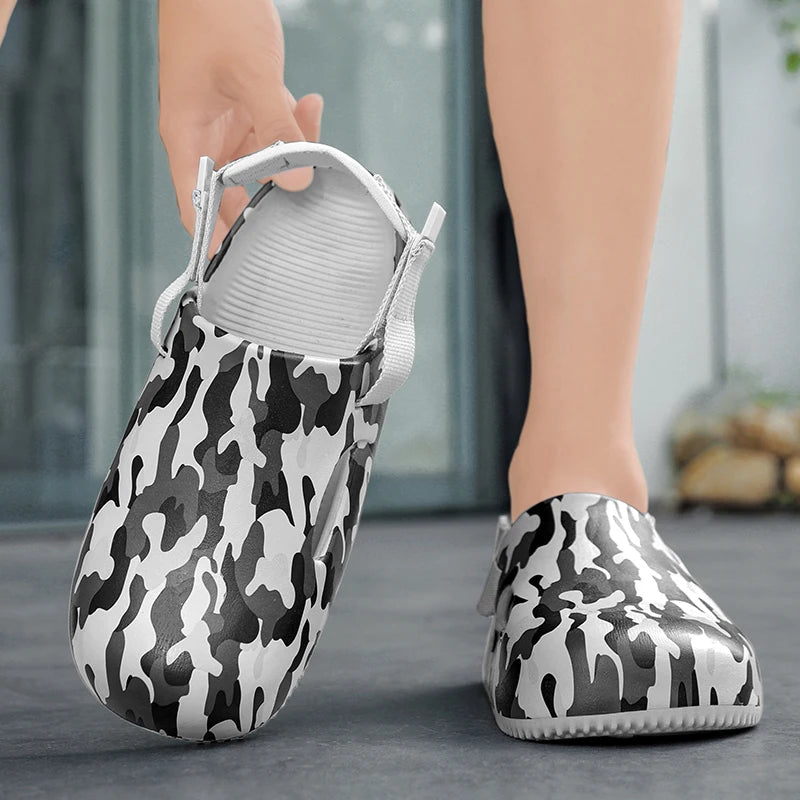Men's Summer Slippers Sandals Camouflage  Clogs Beach Slippers Flip Flop Casual Slides