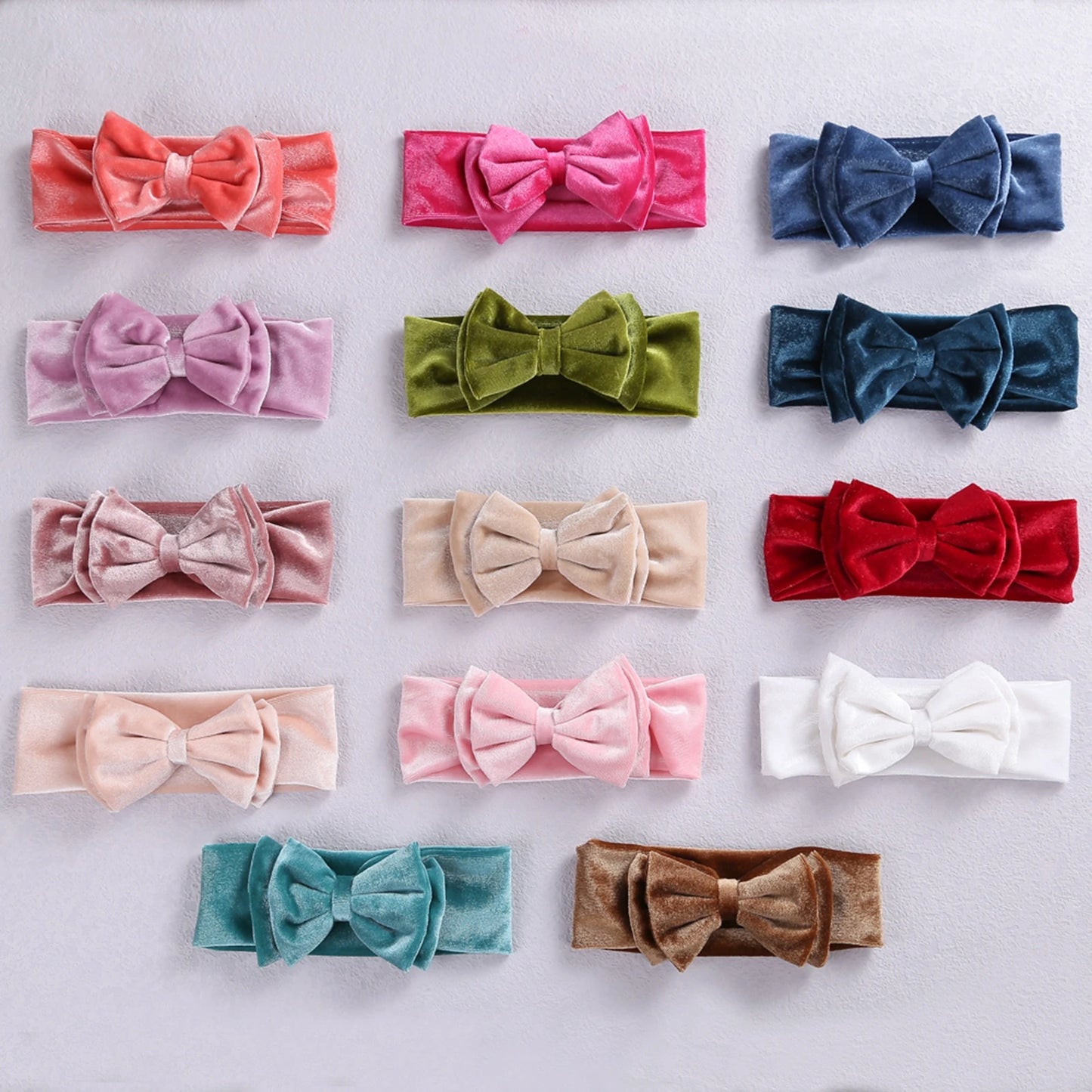 Toddler Baby Girls Bow Headbands Soft Stretchy Velvet Hairbands Hair Accessories