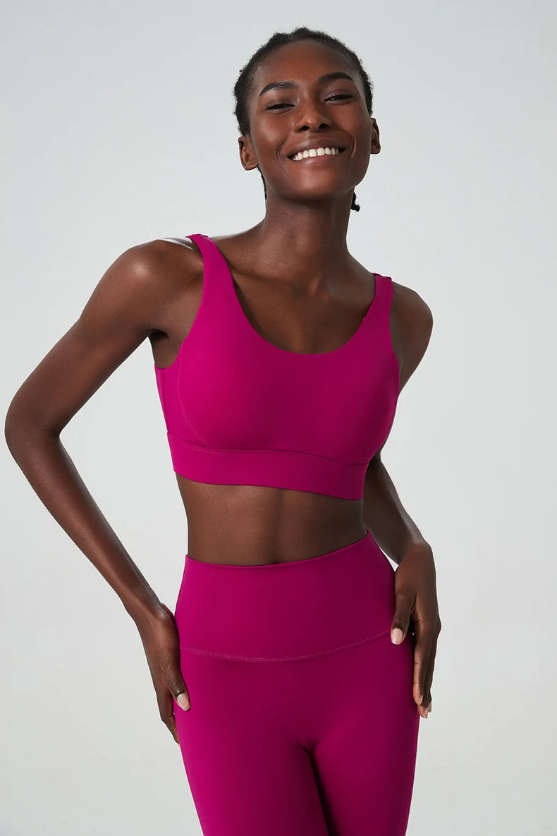 Women's Fitness Sports Bra | Nylon Lycra | Back Buckle | Fixed Chest Pads | Anti-Friction | 5 Colours | S–XL
