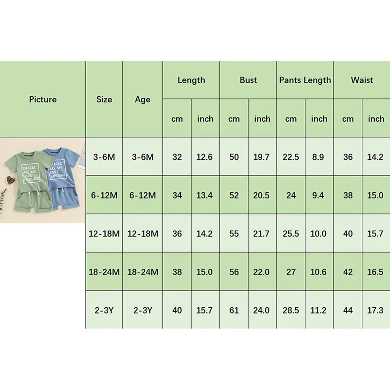 Summer Baby Boys Casual Letter Print Outfit Set - 2-Piece T-Shirt & Shorts (0-3Y)