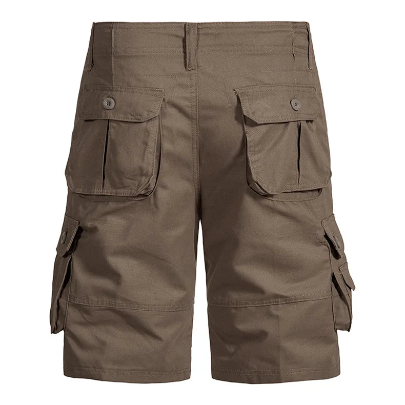 Men's Cotton Cargo Shorts - Multi Pocket Knee Length Summer Shorts