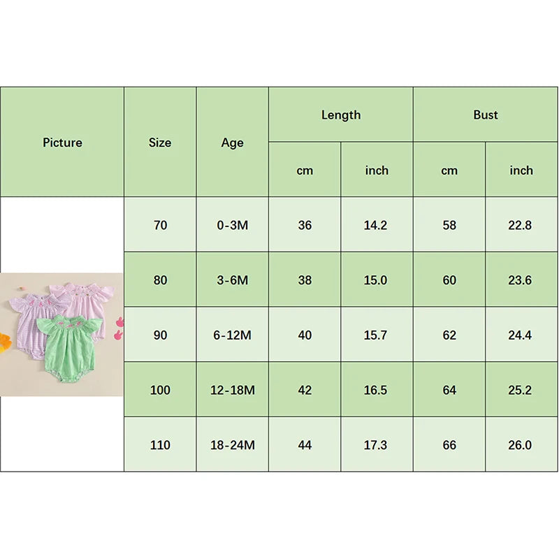 Baby Girls Easter Romper - Rabbit Embroidery Plaid Smocked Jumpsuit