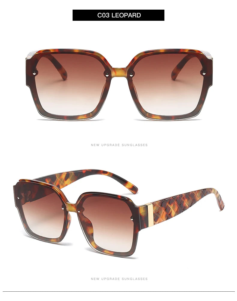 Women's 1/3pcs Classic Square Large Frame Retro Mesh  Gradient Sunglasses UV400