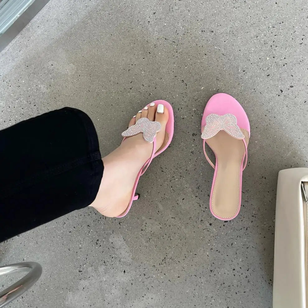 Women's Butterfly Flip Flops - High Heel Beach Sandals