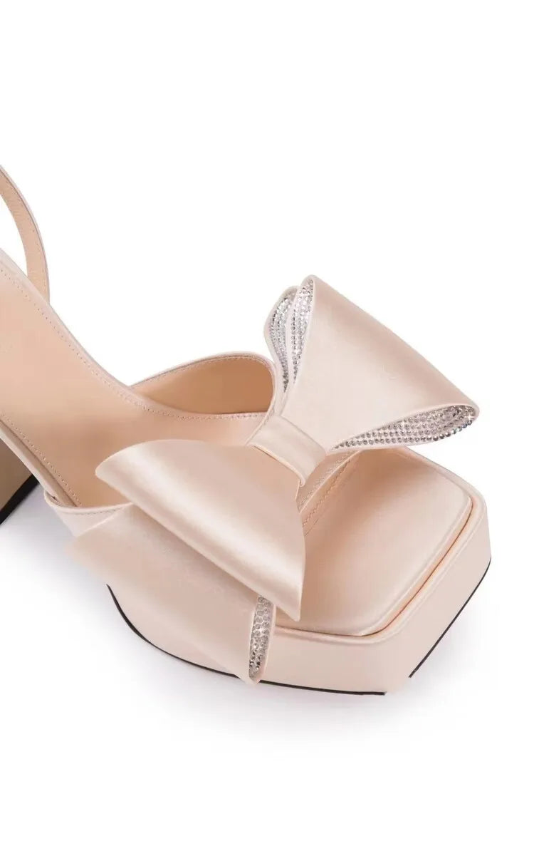 Women's Butterfly Rhinestone Thick Heel Sandals - Open Toe Party Shoes