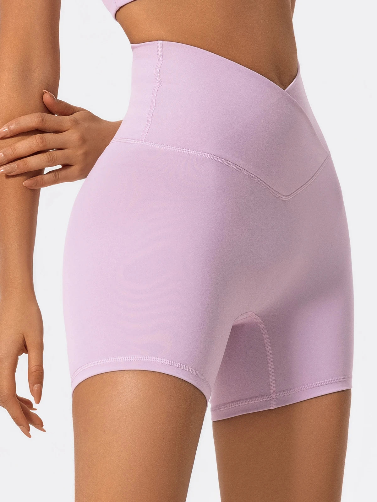 Cross Waist Gym Shorts - High Waist Breathable Cycling Yoga Shorts