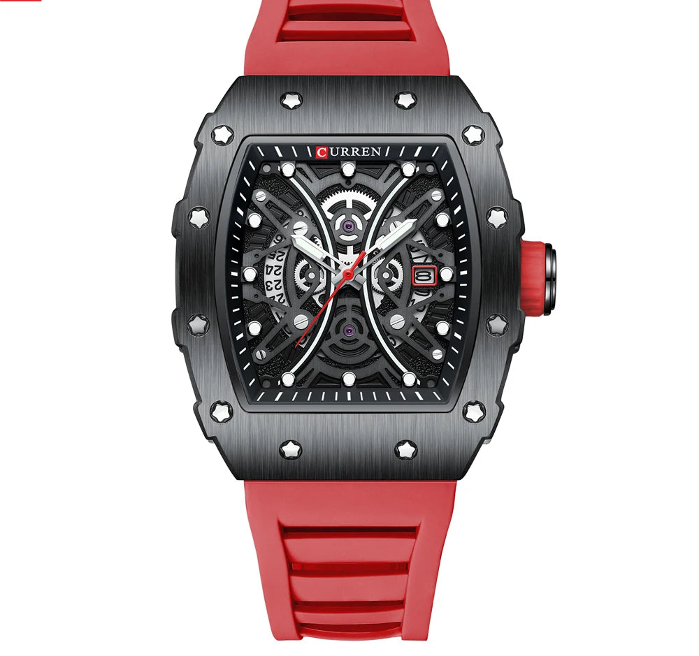 Men's 3D Quartz Stainless Steel Watch - Waterproof with Silicone Strap