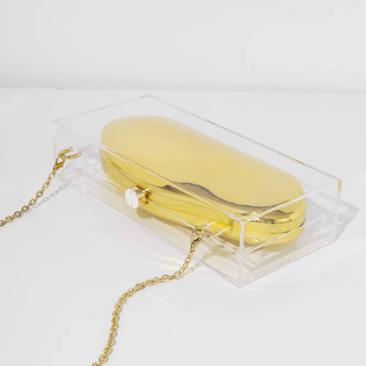 Women's Square Acrylic Chain Shoulder Bag – Elegant Clutch Crossbody Purse