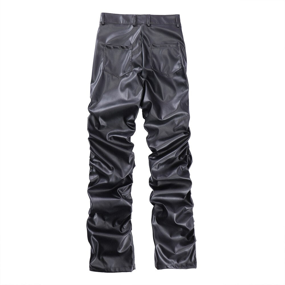Men's Pleated Faux Leather Pants