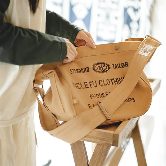 Retro Canvas Messenger Bag - Large Capacity Crossbody Tote