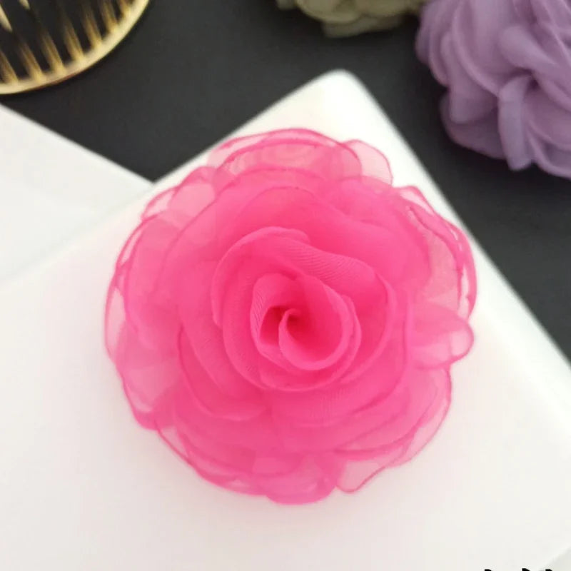 Elegant Fabric Silk Flower Brooch - Purple