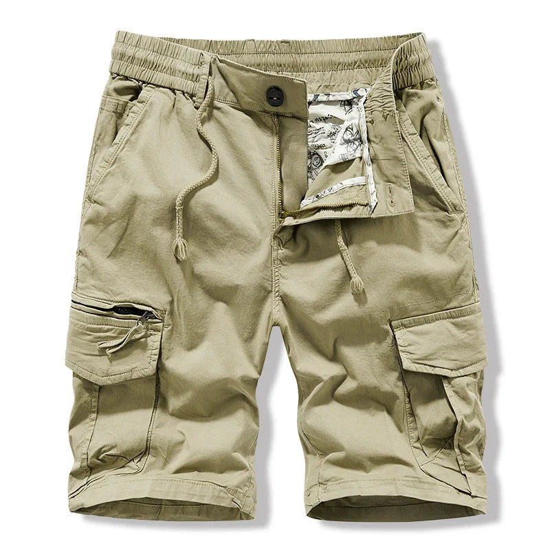 Men's Cotton Safari Shorts - Multi Pocket Knee Length Casual Shorts