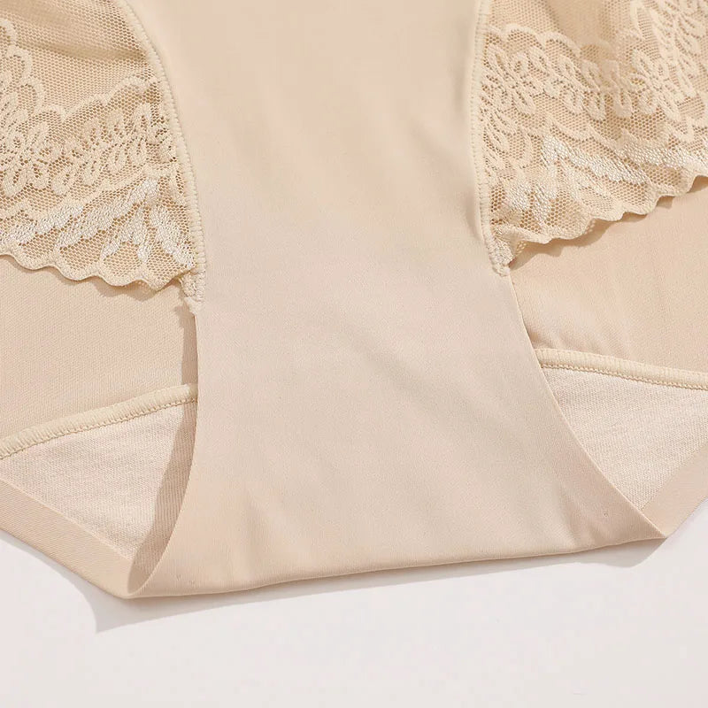 High Waist Tummy Control Panties - Women's Floral Lace Shaping Briefs (S-XXXL)