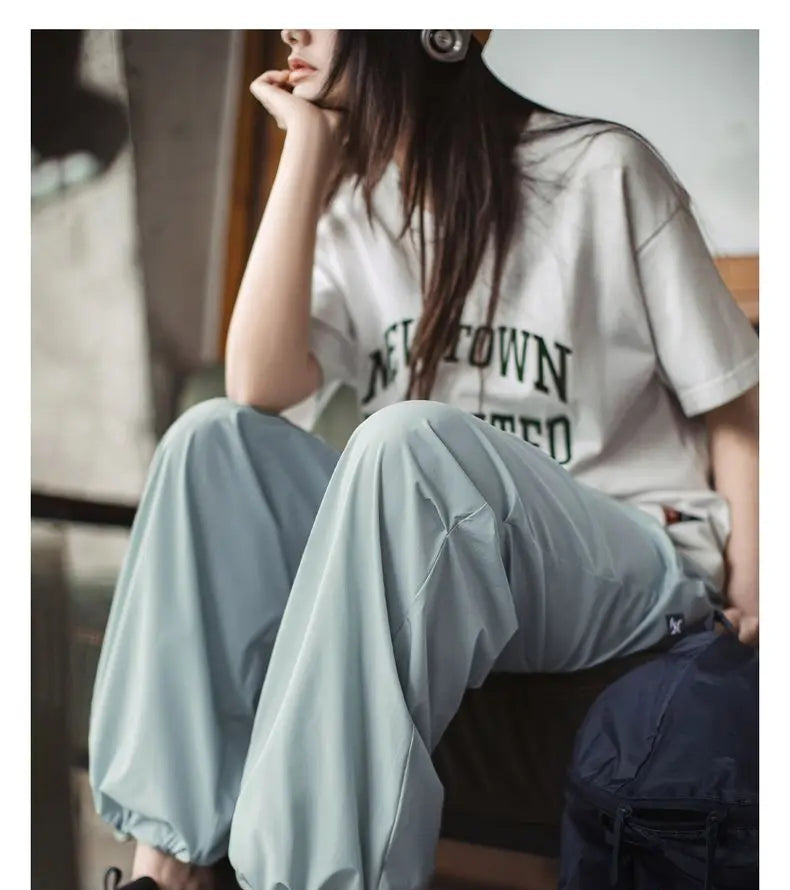 Women's Cool-Touch Parachute Pants - Lightweight Cargo Joggers