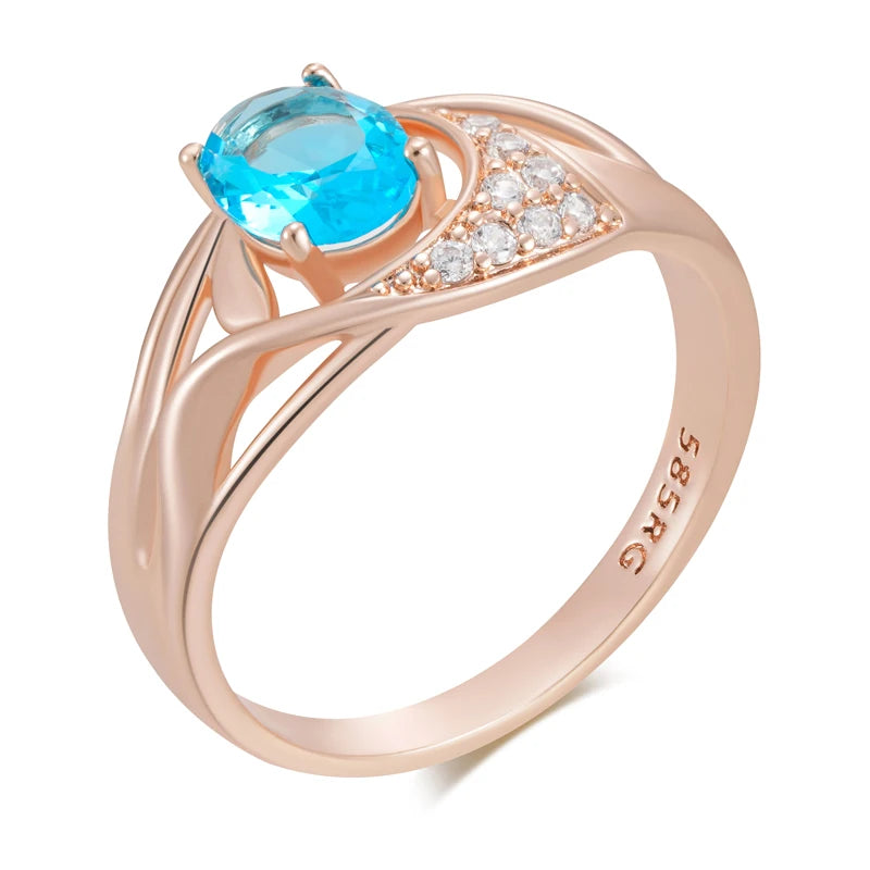 Dazzling Blue Zircon Wedding Ring - Rose Gold